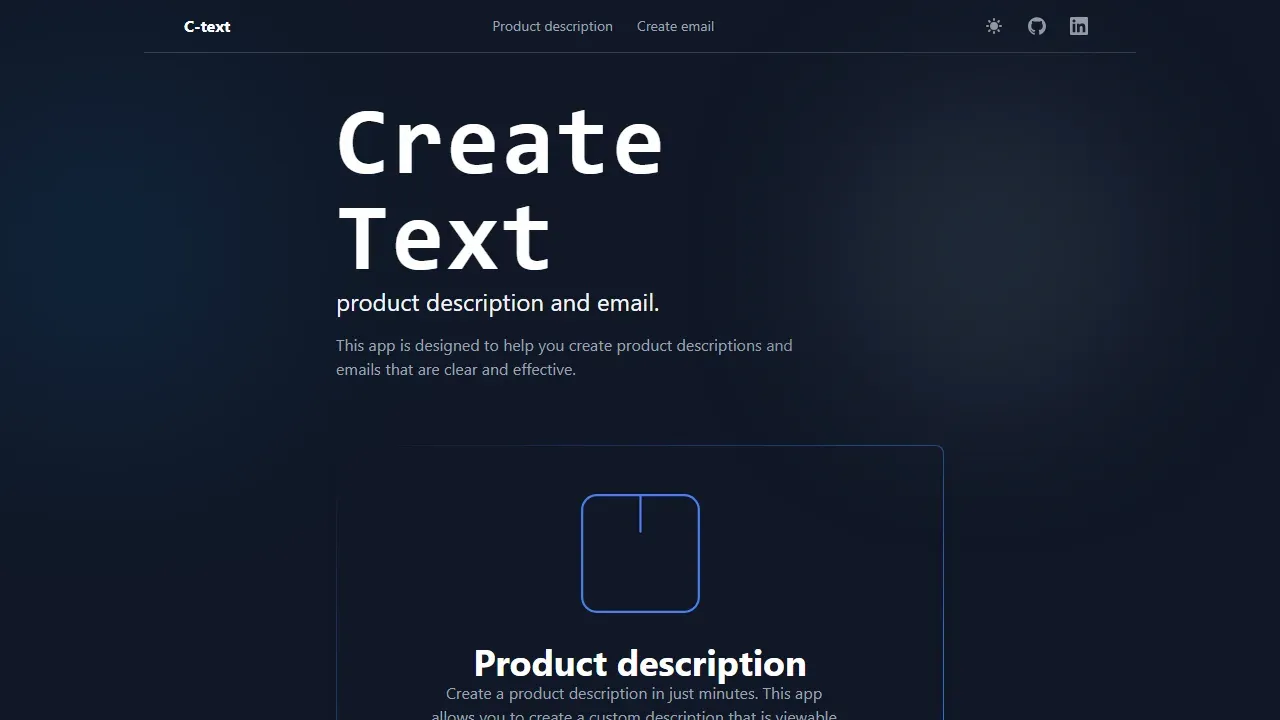Vista previa del proyecto Create Text