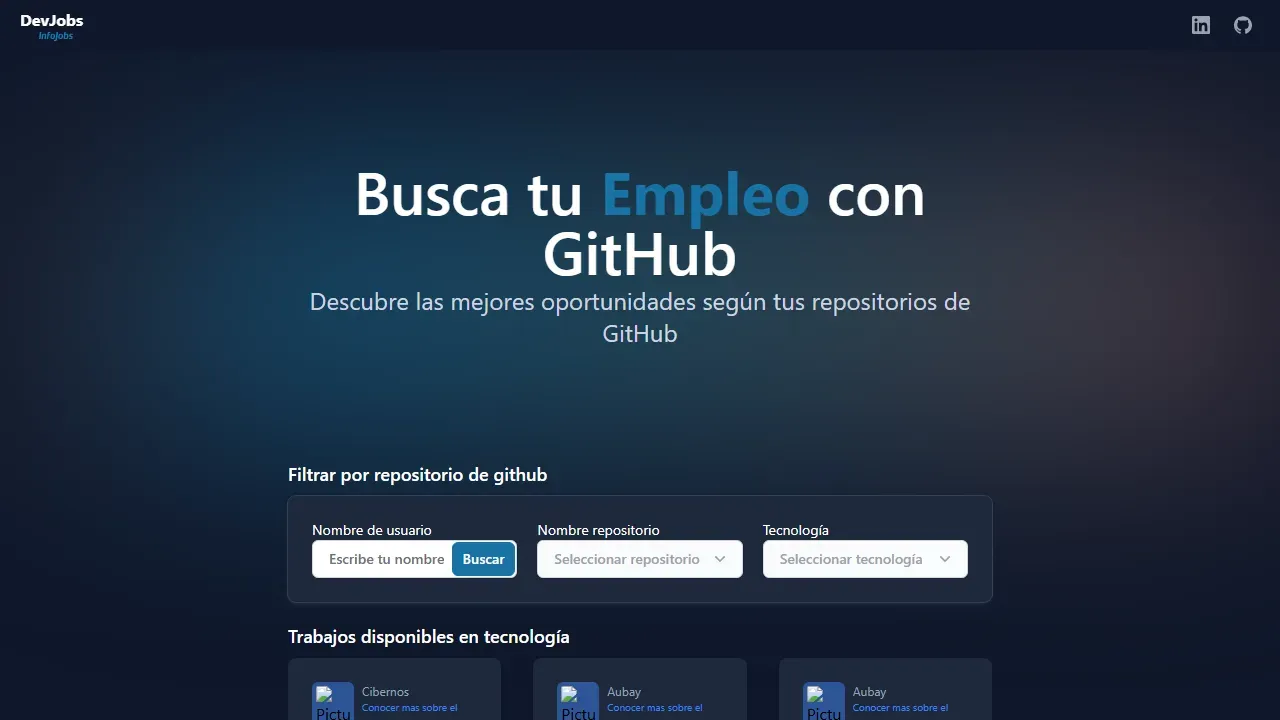 Vista previa del proyecto DevJobs