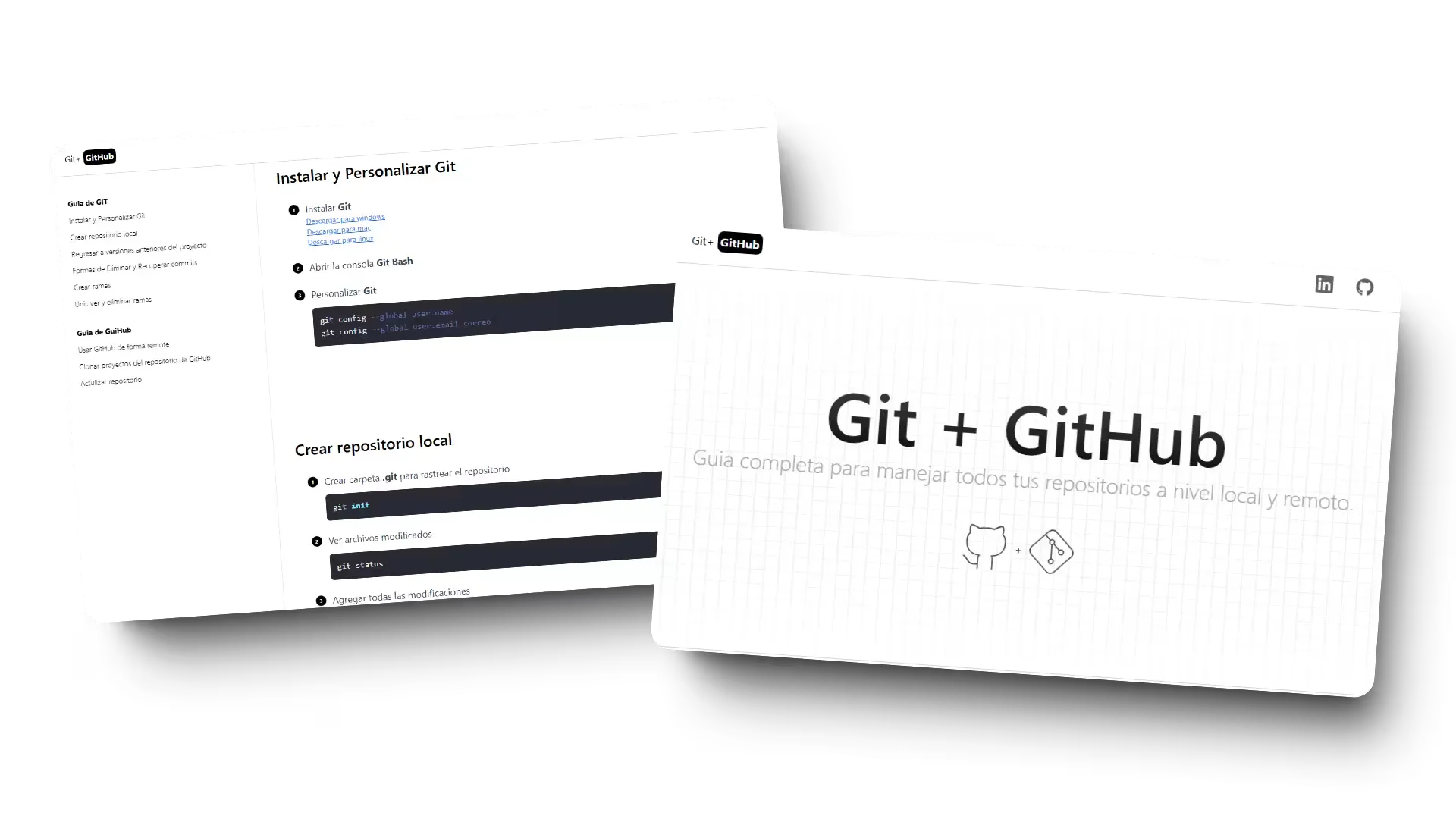 Captura de pantalla o vista previa del proyecto Guía de GitHub: Aprende GitHub de manera rápida y sencilla con esta guía.