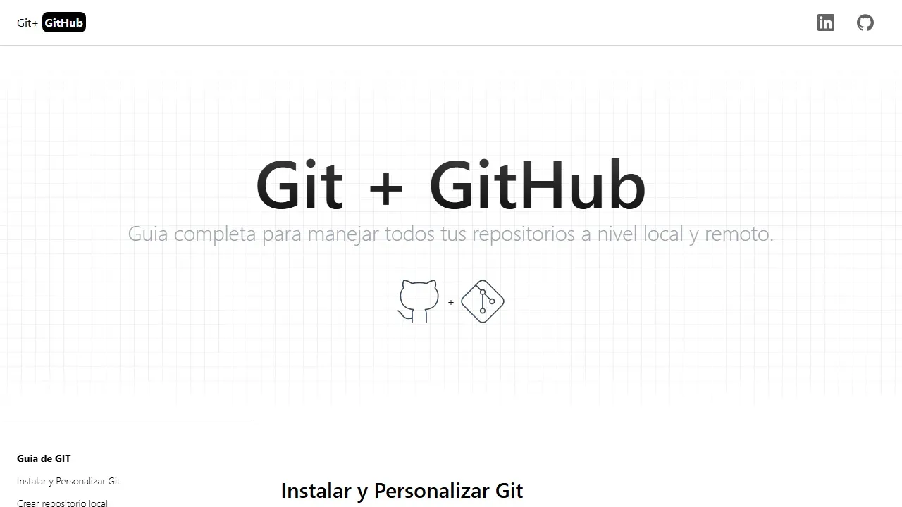Vista previa del proyecto Guía de GitHub