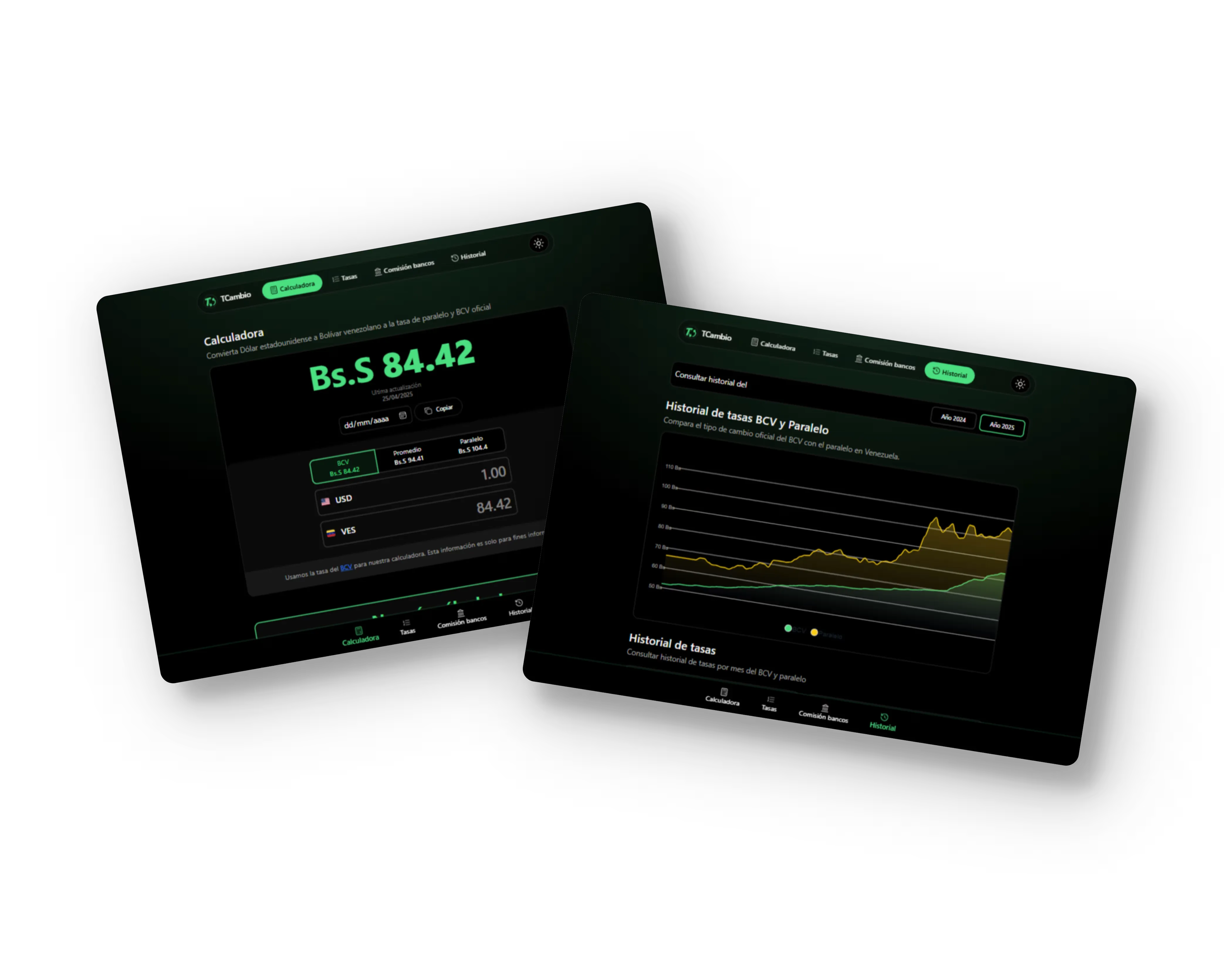 Captura de pantalla o vista previa del proyecto TCambio: TCambio es una calculadora de divisas que convierte bolívares a dólares y viceversa en tiempo real.