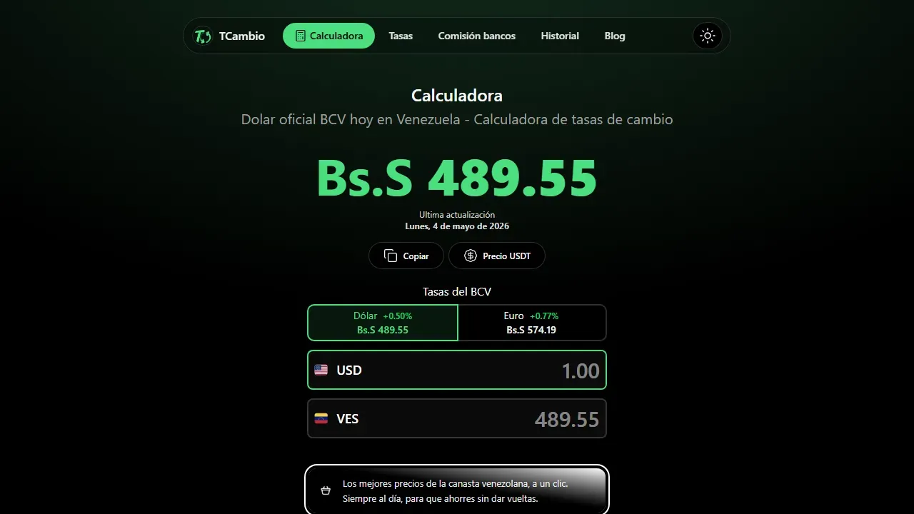 Vista previa del proyecto TCambio